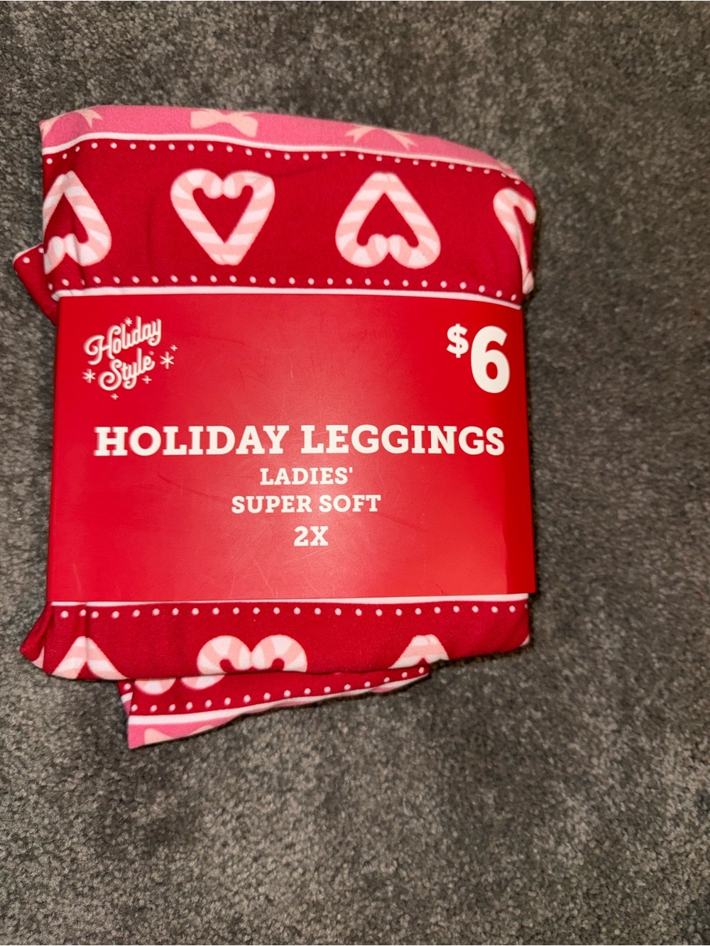 Holiday Heart Print Ladies' Leggings - Red/Pink, 2X